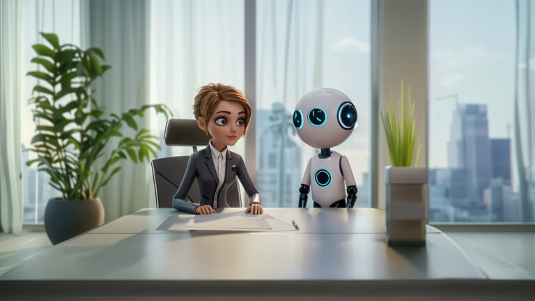 Une recruteuse assistée par l'intelligence artificielle pour recruter.